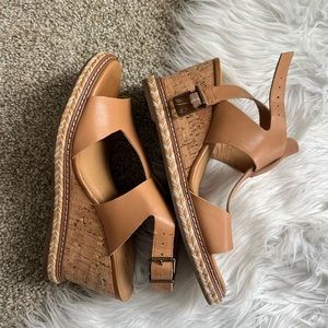 Brown pleather Sandal wedges cork hee